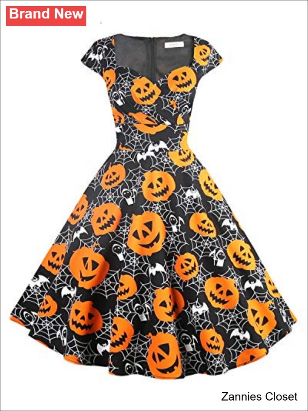 👻 Cap Sleeve 1950s Retro Vintage Cocktail Swing Dress with Pockets